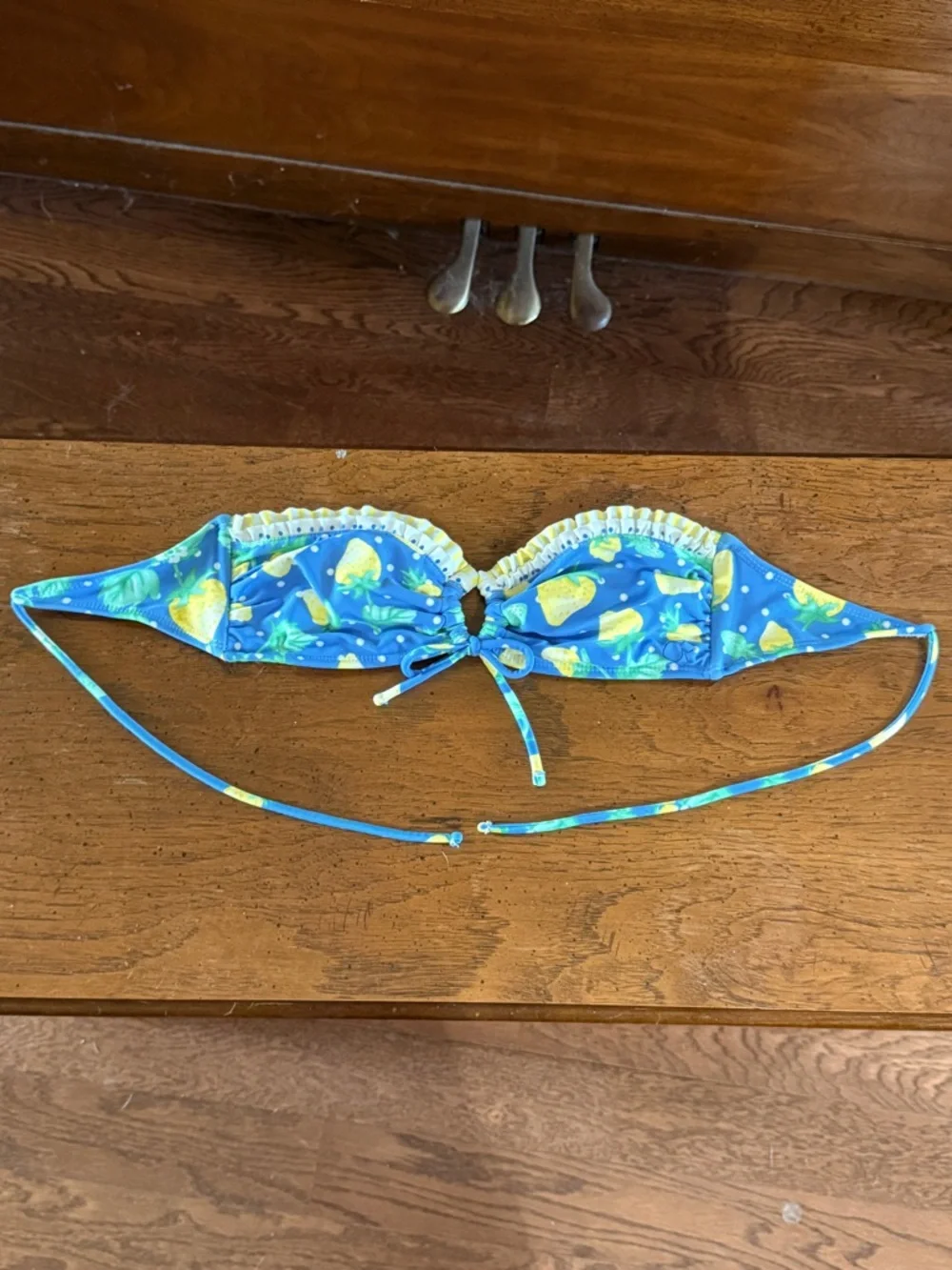 OP Women’s Strawberry Print Blue/Yellow Bandeau Bikini Top size M(7-9)